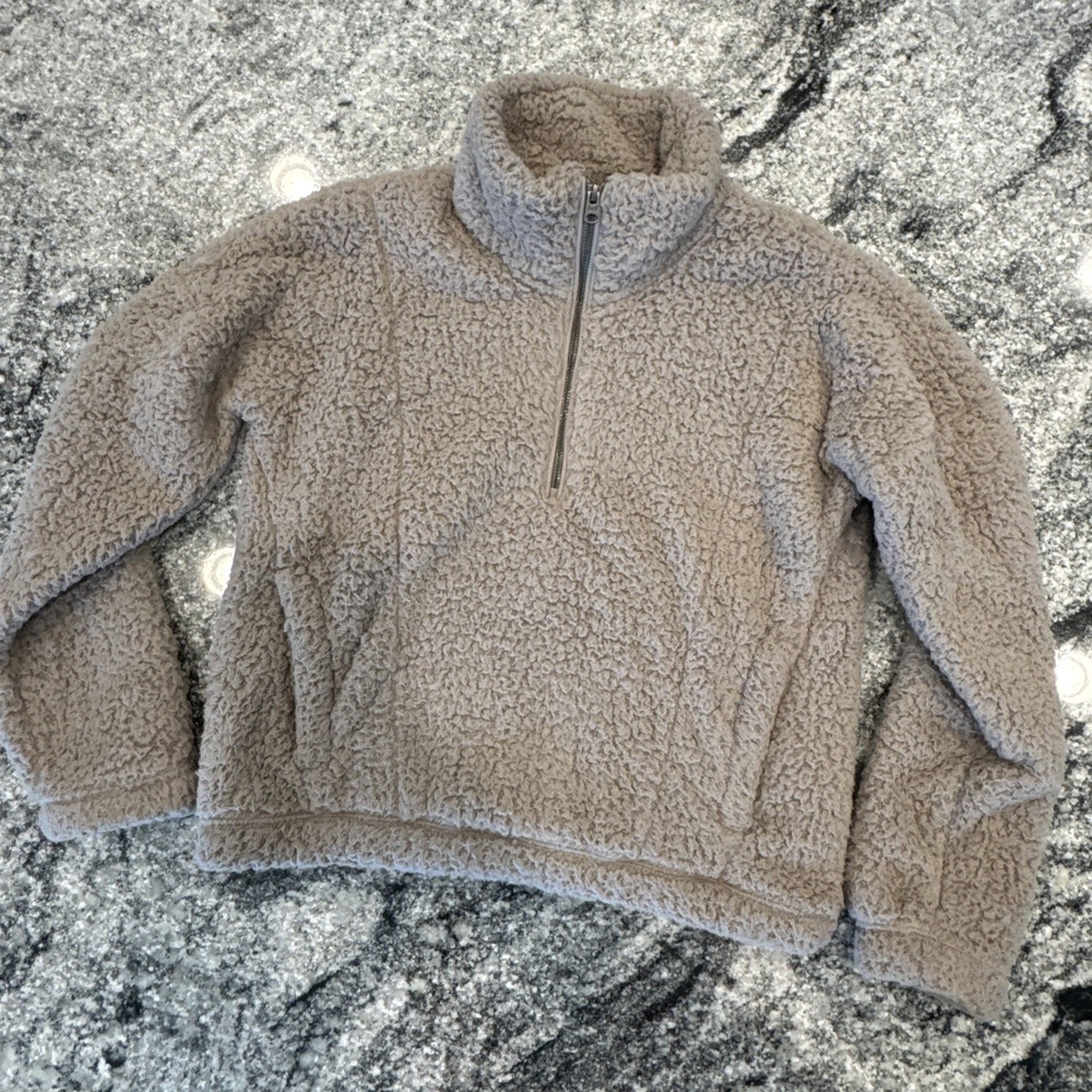 Abercrombie & Fitch Pullover‎ Womens XS Soft Sherpa Faux Fleece 1/4 Zip #750